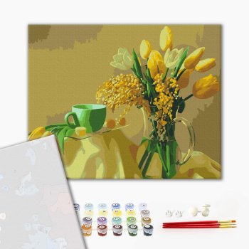 Картина по номерам Преміум картини - Жовті тюльпани