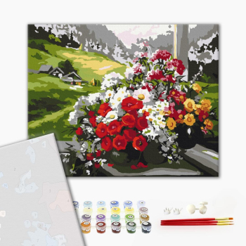 Картина по номерам Преміум картини - Букети на вікні