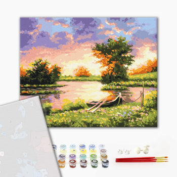 Картина по номерам Преміум картини - Захід на озері