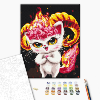 Картина по номерам Тварини, птахи та риби - Котик Овен © Маріанна Пащук