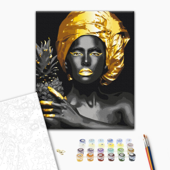 Картина по номерам Люди на картинах - Екзотична краса з золотою фарбою