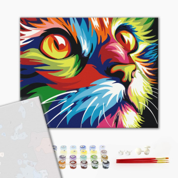 Картина по номерам Преміум картини - Веселковий кіт