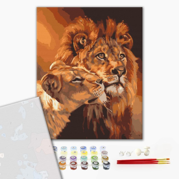 Картина по номерам Преміум картини - Закохані леви