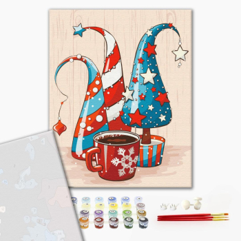 Картина по номерам Преміум картини - Різдвяні капелюшки