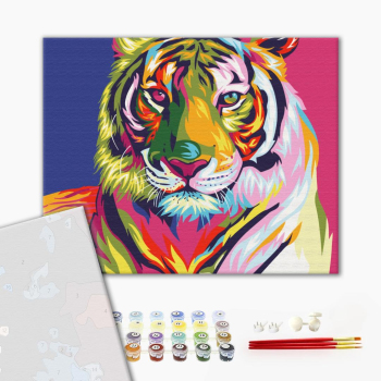 Картина по номерам Преміум картини - Тигр в стилі поп арт