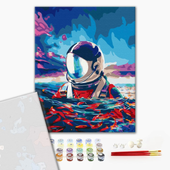 Картина по номерам Преміум картини - Астронавт і рибки