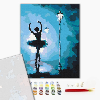 Картина по номерам Преміум картини - Балерина в світлі ліхтарів