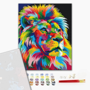 Картина по номерам Преміум картини - Веселковий король звірів
