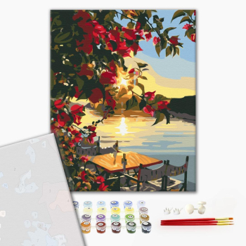 Картина по номерам Преміум картини - Захід сонця на причалі