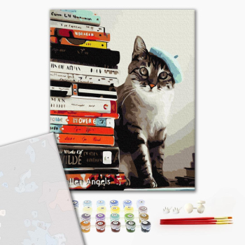 Картина по номерам Преміум картини - Кіт читайлик