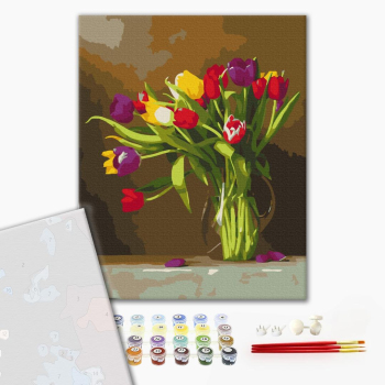 Картина по номерам Преміум картини - Кольорові тюльпани