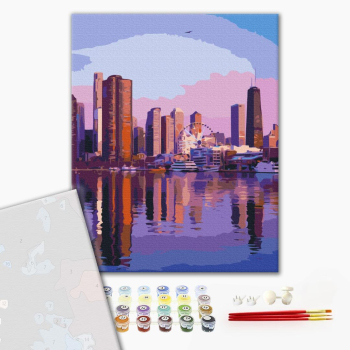 Картина по номерам Преміум картини - Мегаполіс на світанку