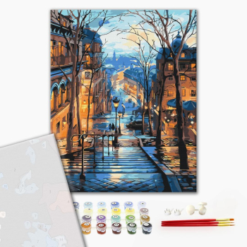 Картина по номерам Преміум картини - Вечірнє місто після дощу