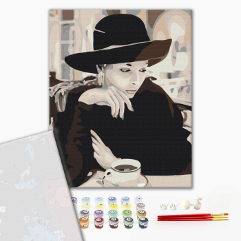Картина по номерам Преміум картини - Леді з кавою