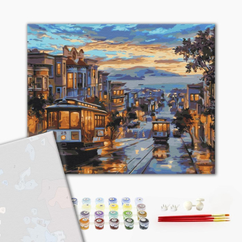 Картина по номерам Преміум картини - Місто в фарбах дощу