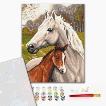 Картина по номерам Преміум картини - Сім'я коней