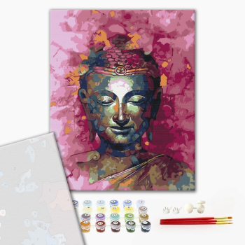 Картина по номерам Преміум картини - Будда в рожевих відтінках
