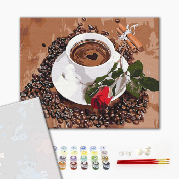 Картина по номерам Преміум картини - Кава з нотками романтики