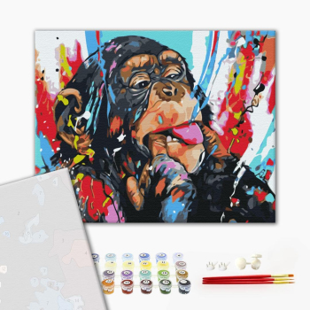 Картина по номерам Преміум картини - Кольорова шимпанзе