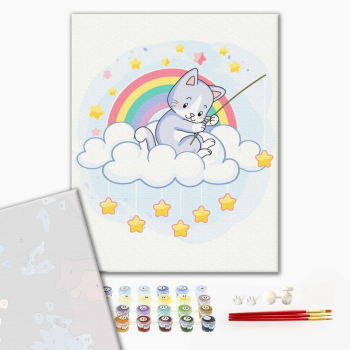 Картина по номерам Преміум картини - Котик на зореловлі