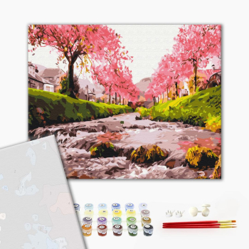 Картина по номерам Преміум картини - Річка у сакури
