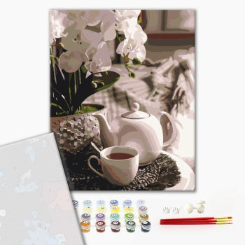 Картина по номерам Преміум картини - Чаювання в орхідеях