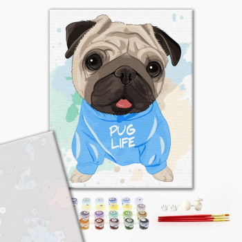 Картина по номерам Преміум картини - Яскравий мопсик