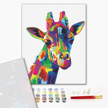 Картина по номерам Преміум картини - Веселковий жираф