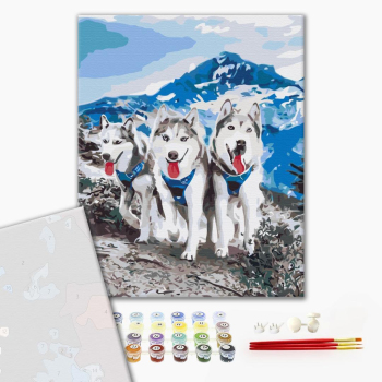 Картина по номерам Преміум картини - Друзяки хаскі