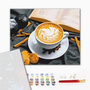 Картина по номерам Преміум картини - Кава з ароматом кориці