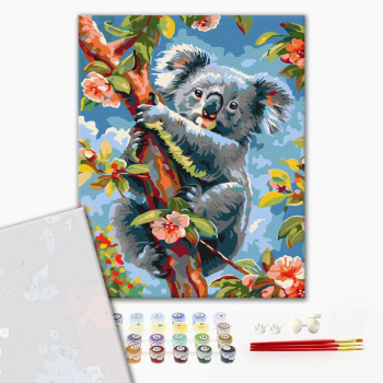 Картина по номерам Преміум картини - Коала у квітах