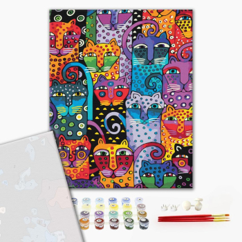 Картина по номерам Преміум картини - Кольорові коти