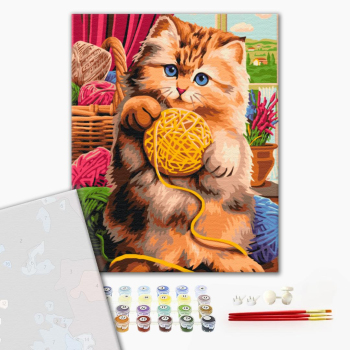 Картина по номерам Преміум картини - Котятко з клубочком