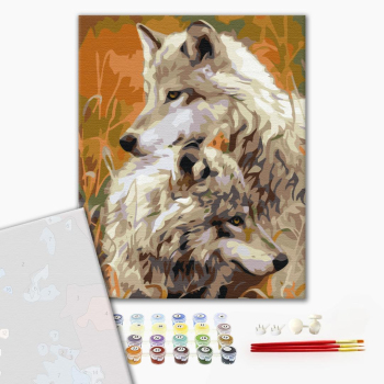 Картина по номерам Преміум картини - Пара степових вовків
