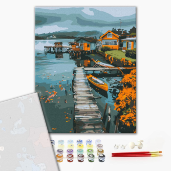 Картина по номерам Преміум картини - Рибацьке містечко
