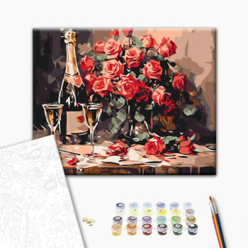 Картина по номерам Квіти - Шампанське на двох