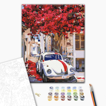 Автомобиль на цветущей улице