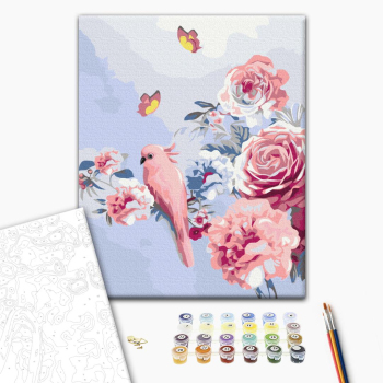 Попугай в цветах