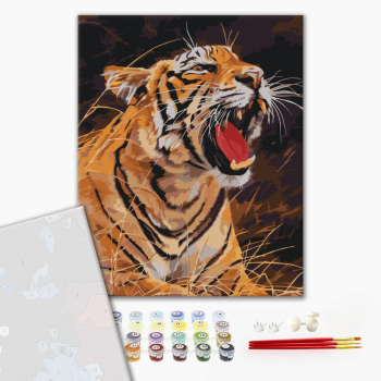 Картина по номерам Преміум картини - Рев тигра