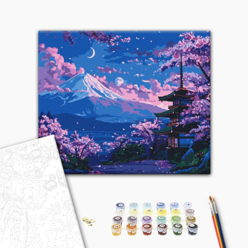 Картина по номерам Пейзажі - Храм біля гори Фудзі