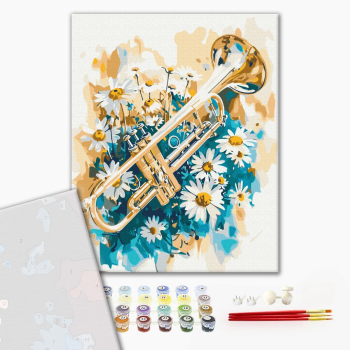 Картина по номерам Преміум картини - Труба в ромашках