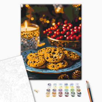 Картина по номерам Затишок, зима, Новий рік, Різдво - Час гарячого печива