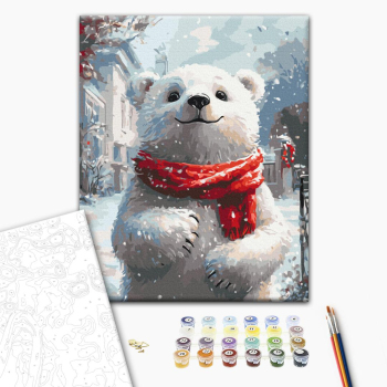 Ведмежатко з червоним шарфом