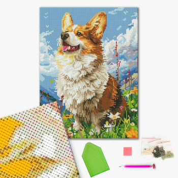 Алмазная мозаика 40x30 - Сонячний Коргі
