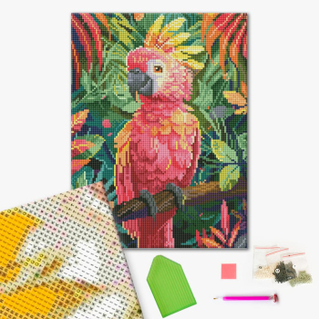 Алмазная мозаика 40x30 - Рожевий папуга