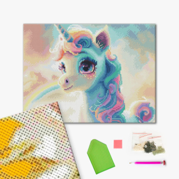 Алмазная мозаика 40x30 - Кольоровий єдиноріг