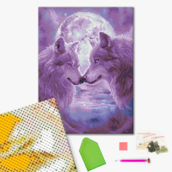 Алмазная мозаика 40x30 - Вовки в місячному світлі