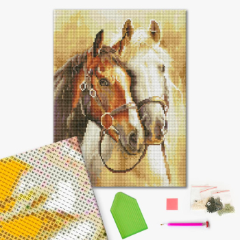 Алмазная мозаика 40x30 - Шляхетні коні