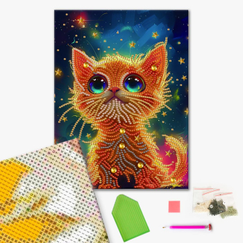 Алмазная мозаика 25x25 - Синьооке кошеня