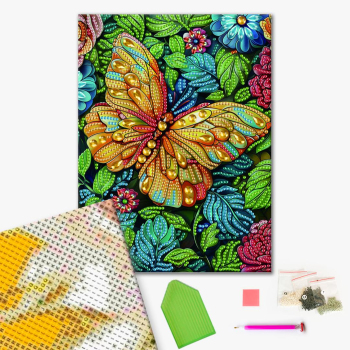 Алмазная мозаика 25x25 - Жовтий метелик